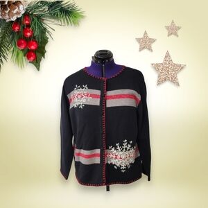 Vintage Dress Barn Ugly Christmas Sweater Snowflake Pearl Rhinestone Plus